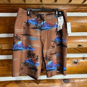 Hurley Brown and Blue‎ Tropical Men's Board Shorts